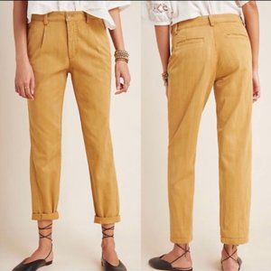 Anthropologie Scout Slim Pleated Wheat Trouser Pants
